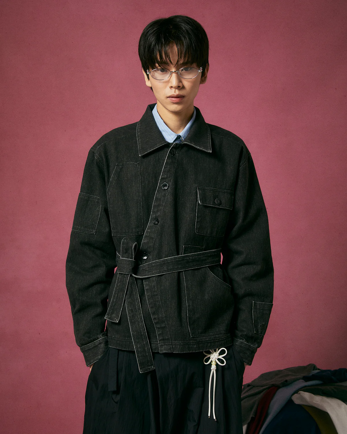 BLACK ASYMMETRIC WORK JACKET - Image 3