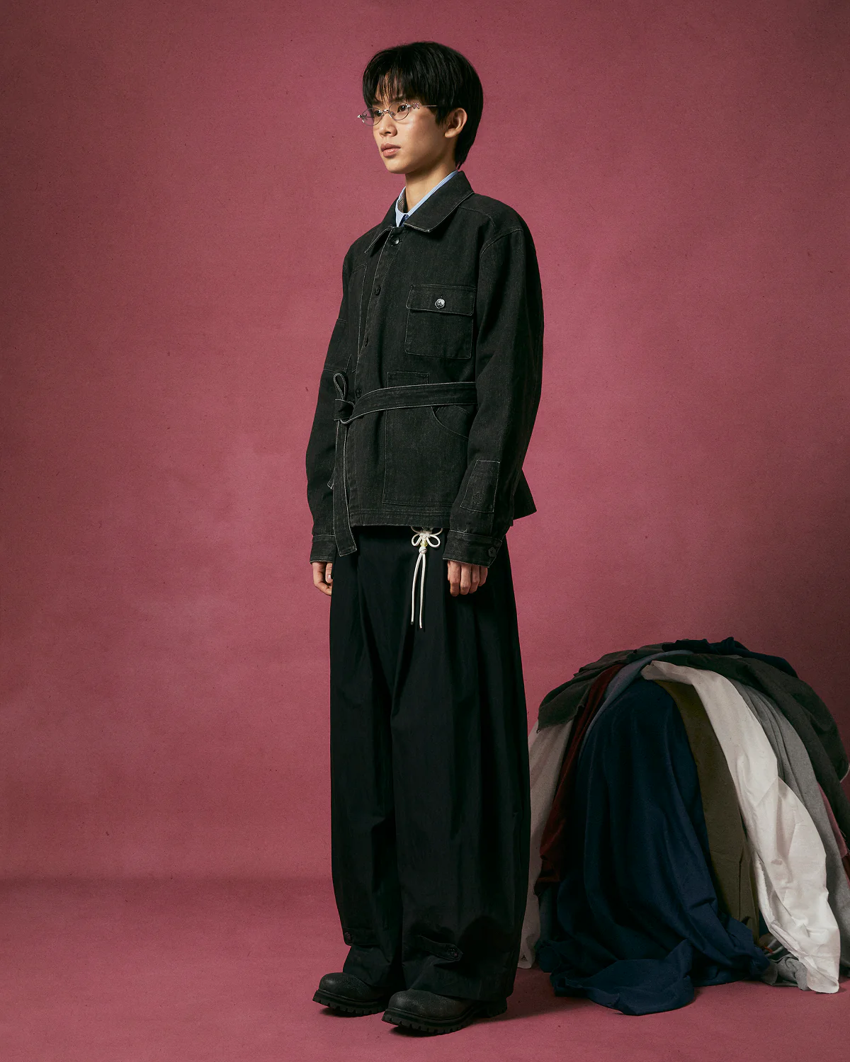 BLACK ASYMMETRIC WORK JACKET - Image 5