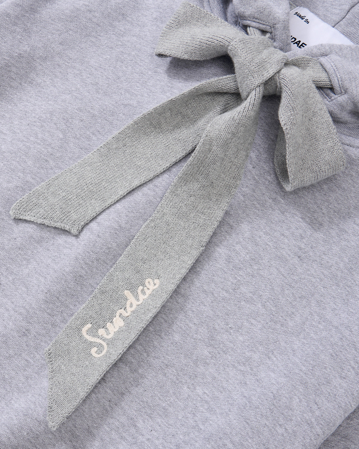 HEATHER GREY KNIT TIE HOODIE - Image 7