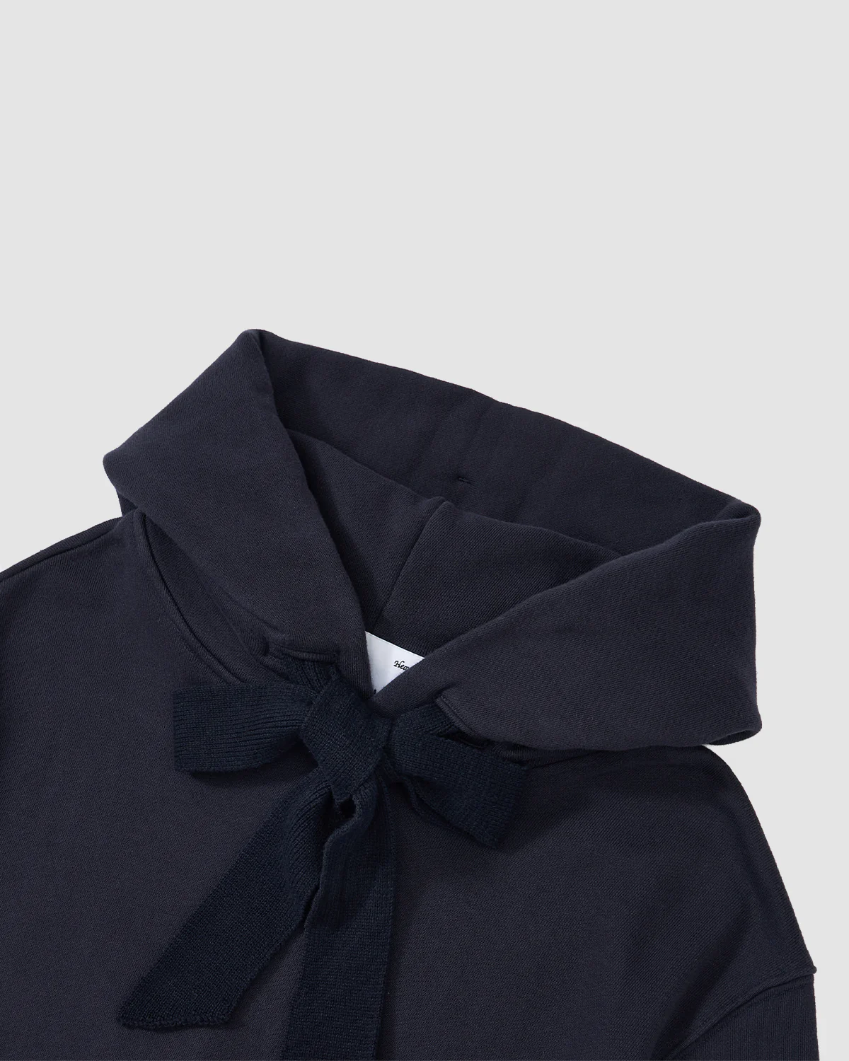 NAVY KNIT TIE HOODIE - Image 7