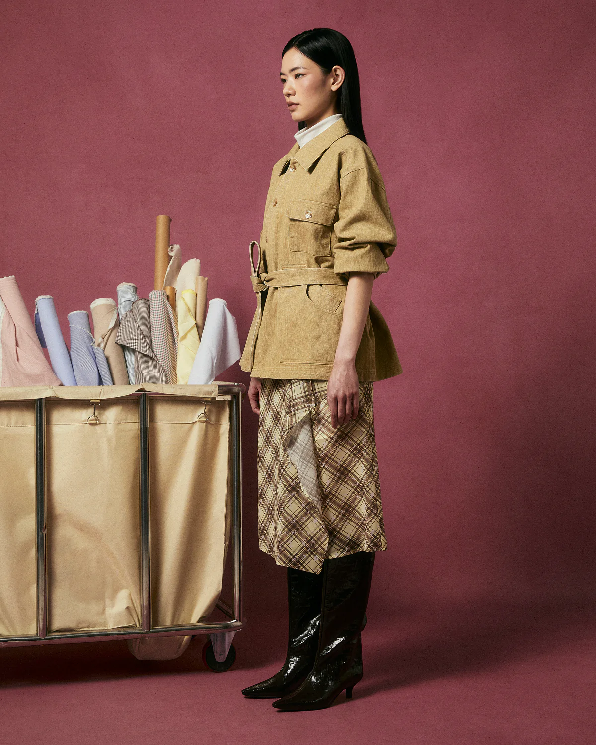 TAN ASYMMETRIC WORK JACKET - Image 3