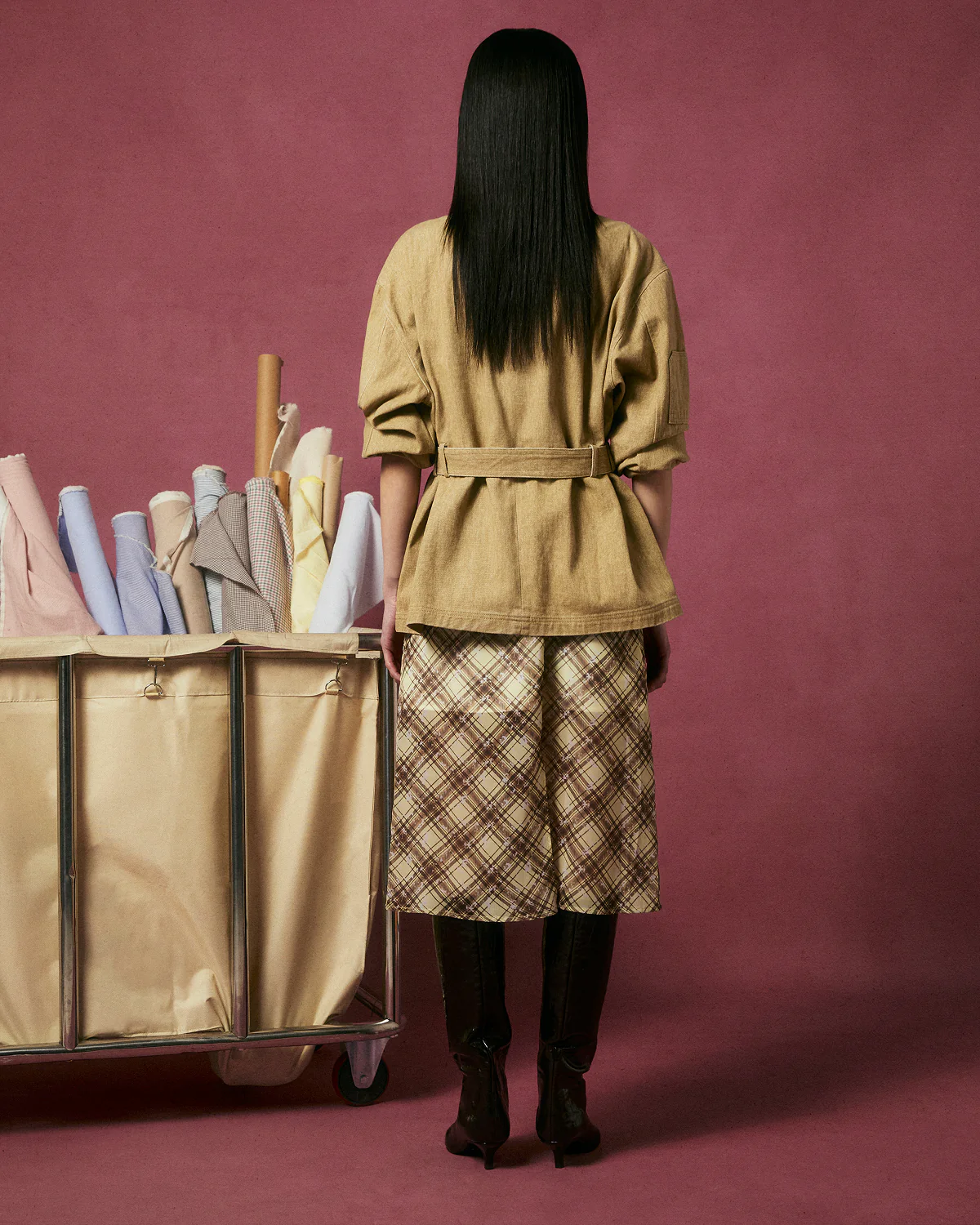 TAN ASYMMETRIC WORK JACKET - Image 4