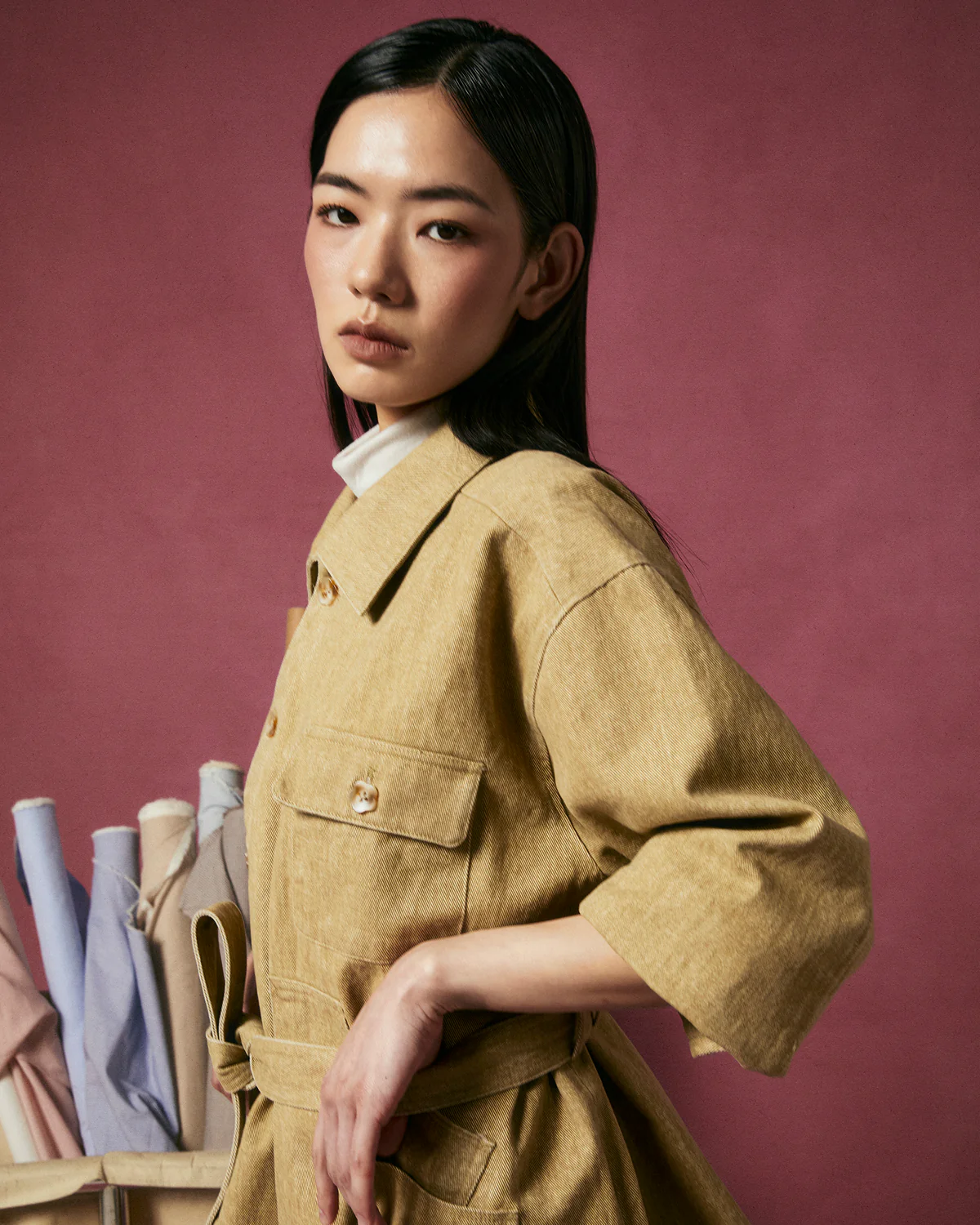 TAN ASYMMETRIC WORK JACKET - Image 5